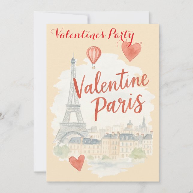 Paris Valentine Inbjudan med Eiffeltornet (Framsida)