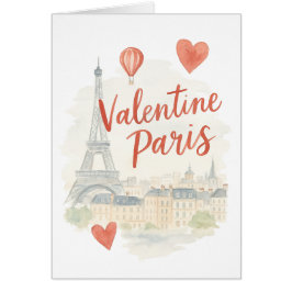 Paris Valentine Watercolor Card – Eiffel Tower  Hälsningskort