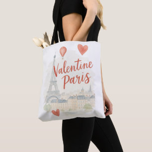 Paris Valentine Watercolor – Eiffeltornet Kärlek Tygkasse