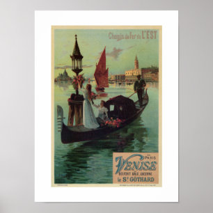Paris Venedig Italien vintage resor och romantik Poster