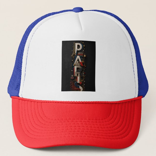 Paris – Vertikal 3D Mikromosaik med franska färger Keps (Framsida)