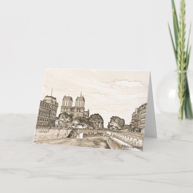 Paris vid det Seine hälsningkortet Kort (Framsida)