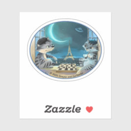 Paris vid Nattdags Oval Vinyl Sticker - Lycklig (V Klistermärken