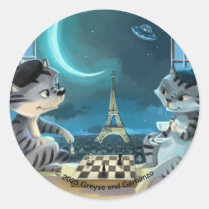 Paris vid Nattens klassiska rondeller Runt Klistermärke