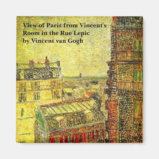 Paris View från Vincent's Room av Vincent van Gogh Magnet (Framsidan)