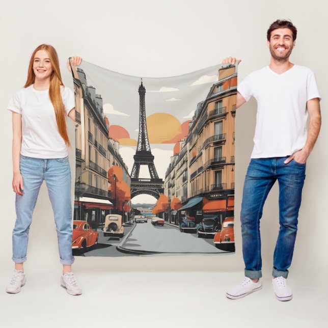 Paris vintage affisch fleecefilt (På plats)