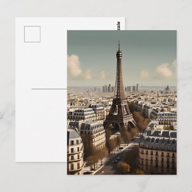 Paris vintage affisch vykort (Fram/baksida)