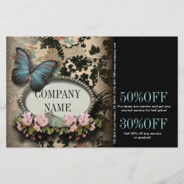 Paris vintage blomster fjäril SPA skönhetssalong Flygblad