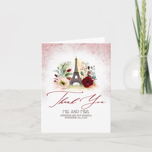 Paris vintage brölloptack tack kort (Framsida)