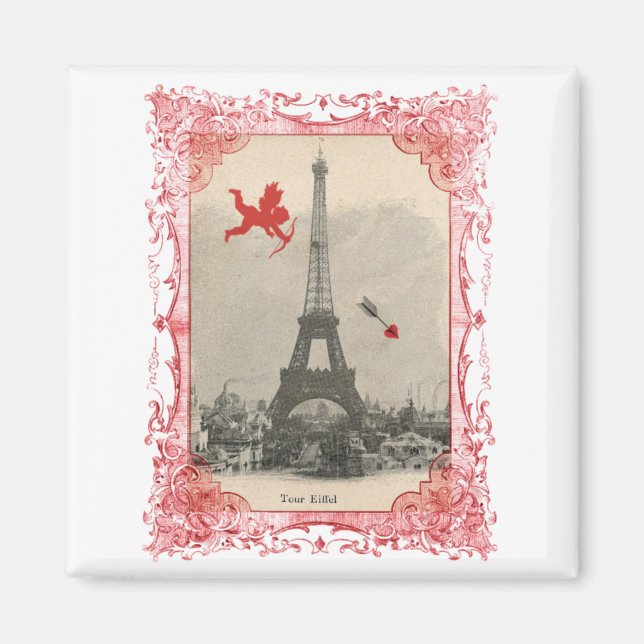 Paris Vintage Cupid Valentine Magnet (Framsidan)
