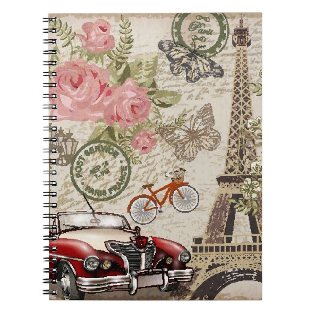 Paris Vintage: Postcard Stil Anteckningsbok (Framsidan)