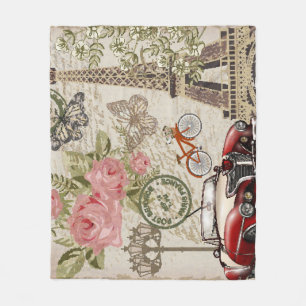 Paris Vintage: Postcard Stil Fleecefilt
