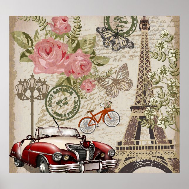 Paris Vintage: Postcard Stil Poster (Framsidan)