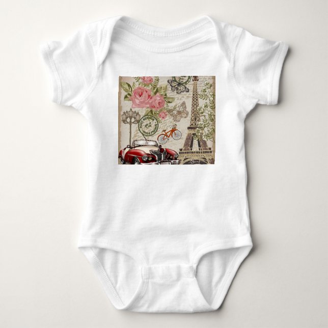 Paris Vintage: Postcard Stil T Shirt (Framsida)