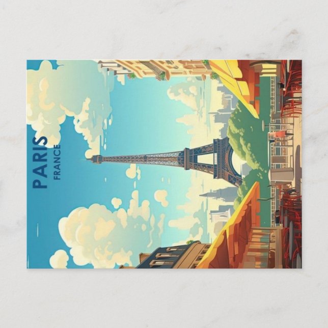 paris vintage resemålningaffisch vykort (Framsida)