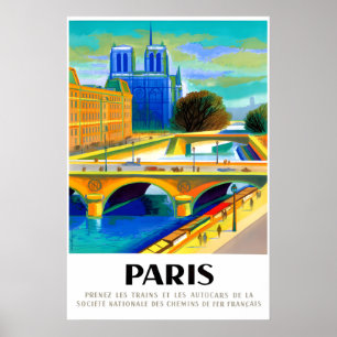 Paris Vintage Resemålningar av Resor Plakat Poster