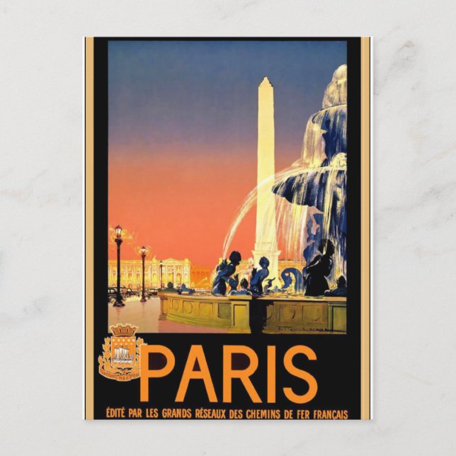 Paris vintage resor poster vykort (Framsida)