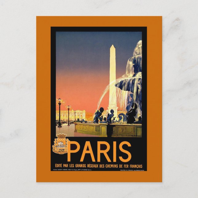 Paris Vintage resor Poster Vykort (Framsida)