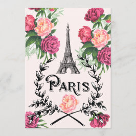 Paris Vintage Rosa Rosor Inbjudan