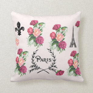Paris Vintage Rosor Rosa Kudd Kudde