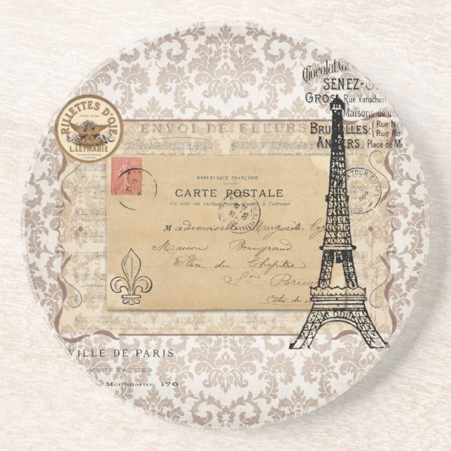 Paris Vintage Shabby chic Eiffel Torn Underlägg (Framsidan)