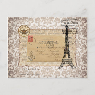 Paris Vintage Shabby chic Eiffel Torn Vykort