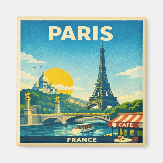 Paris Vintage Travel Poster Magnet (Framsidan)