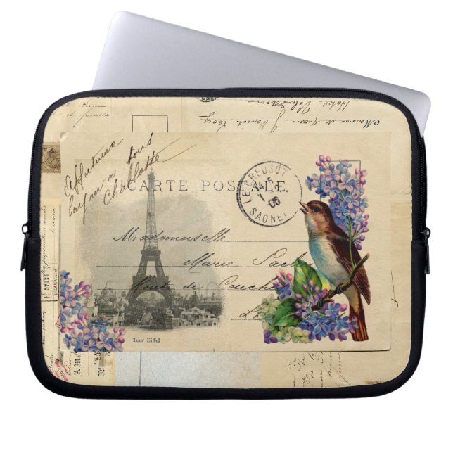 Paris vykortfågel på lilalaptop sleeve (Framsidan)