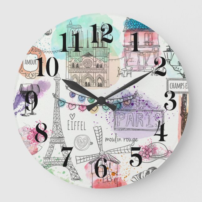 Paris Wall Clock Stor Klocka (Framsida)