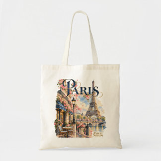 Paris Watercolor Tote Bag | Velvet Signature Tygkasse