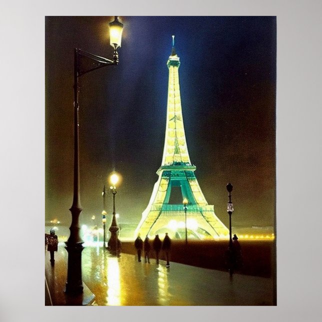 Paris wet evening Eiffel ToWer Impressionism  Poster (Framsidan)