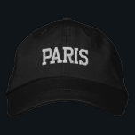 PARIS White Embroidery on Black Broderad Keps<br><div class="desc">PARIS White Embroized Black Cotton Hat. Gör en underbar gåva till alla som kärlek Paris Frankrike! Om du vill ha din egen text väljer du bara knappen Anpassa den här mallen för att ange anpassningsbar. Med kommandot Redigera design i verktyg väljer du även anpassade till andra färg-alternativ. Du kan också...</div>