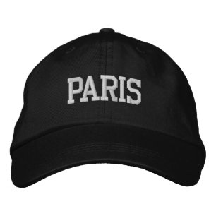 PARIS White Embroidery on Black Broderad Keps