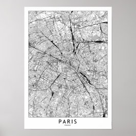 Paris White Karta Poster