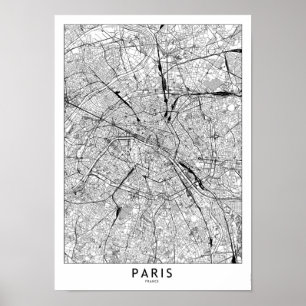 Paris White Karta Poster