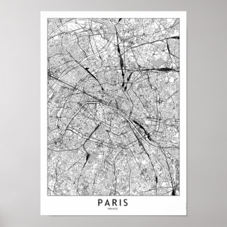 Paris White Karta Poster