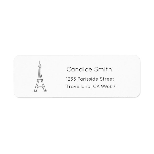 Parisadressetikett, reseadressetikett returadress etikett (Framsidan)