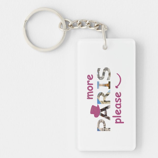 Parisattraktioner Mer Paris Snälla Rosa Glitter Nyckelring (Framsidan)