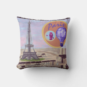 Parisballongen Frankrike Eiffel Torn och pudel Ame Kudde
