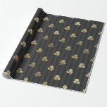 Parisblommor i Svarta och Guld Vintage Presentpapper<br><div class="desc">Grått,  svart och guld paris vintage blommigt som omsluter papper.</div>