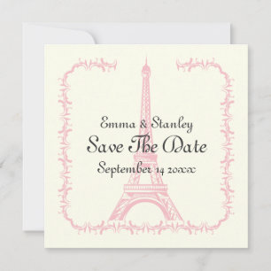 Parisbröllop rosa Eiffel Torn Spara datum Datumet