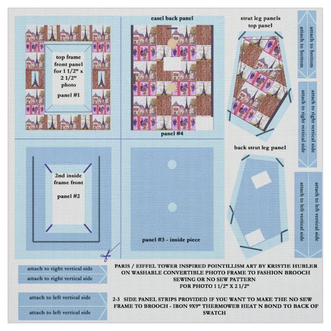 Parisens Eiffel-färgruta gör foto ram brooch Tyg (Provkarta)