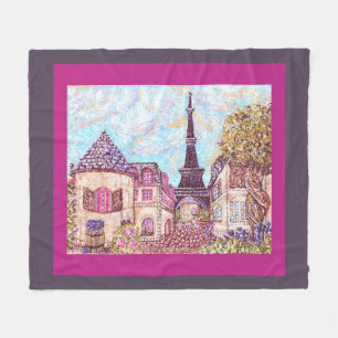 Parisens Eiffel Torn pointillism fleece filt