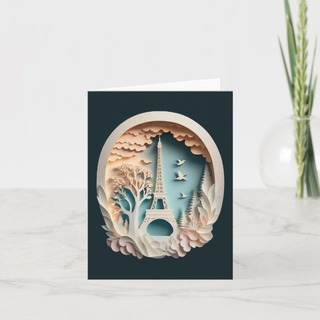 Pariset Papercut Stil-registrerat hälsningskort Kort (Framsida)