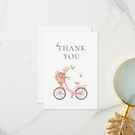 Parisets Rosa Bicycle Watercolor Favor Bag Tack Kort