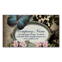 Parisets vintage blommigt butterfly SPA skönhetsal Visitkortmagnet