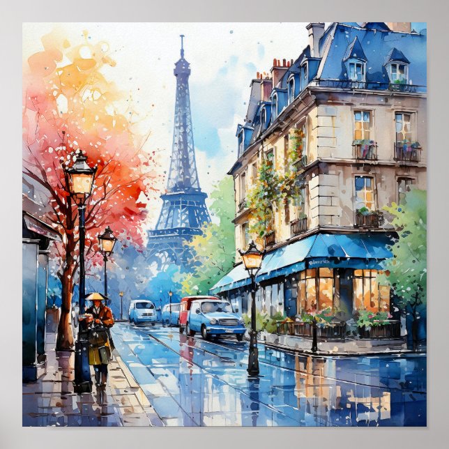 Parisfärgsfärg för Frankrike Bohemian Stil Poster (Framsidan)