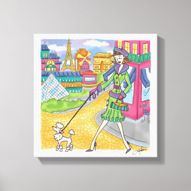 Parisflicka Mode Illustration Canvas Travel Art (Framsida)