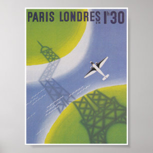 Parisflygets resebyrå Vintage Poster