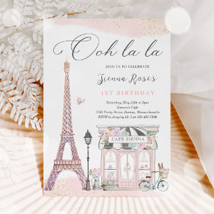 Parisfödelsedagen Parisian Cafe Tea Party Inbjudningar